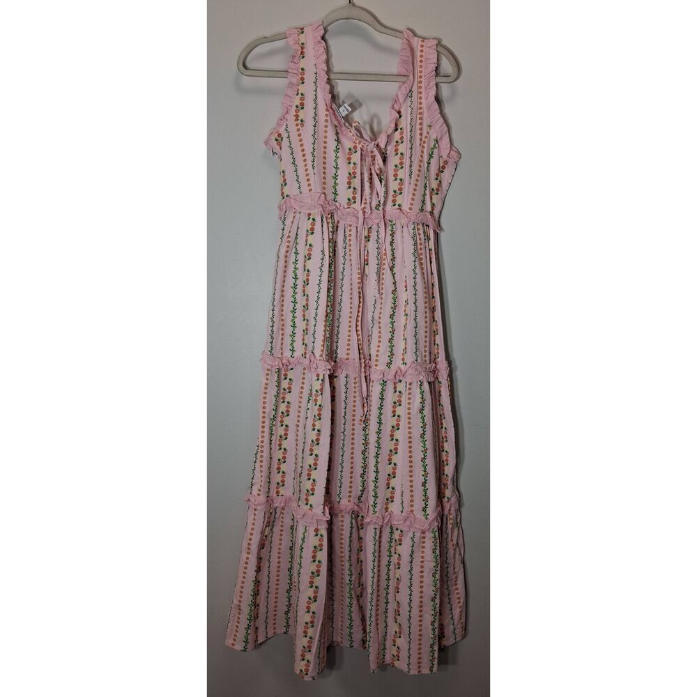 Neon rose London womens small maxi dress pink tiered floral boho sundress - Picture 7 of 11